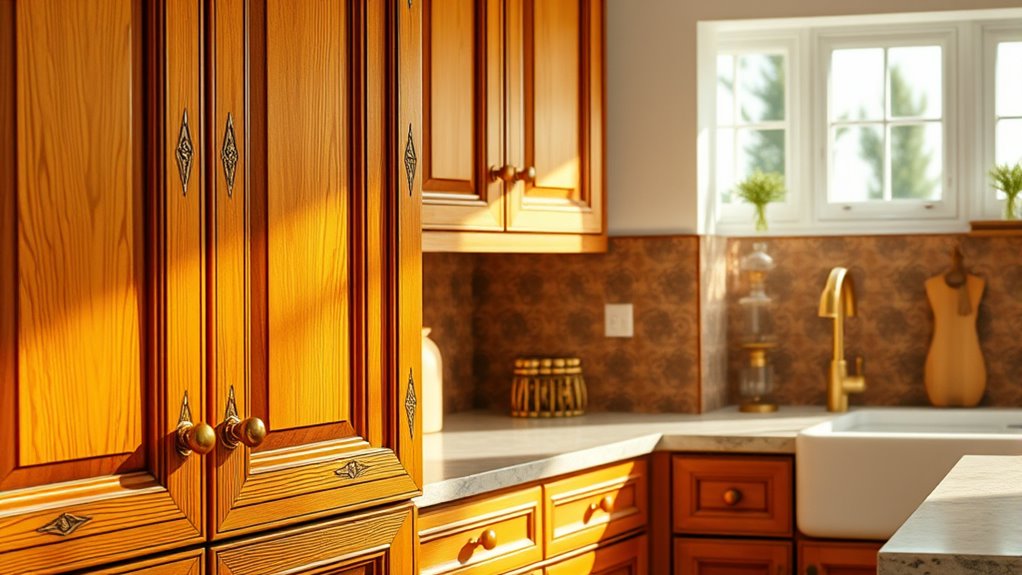 brass accents elevate cabinet style