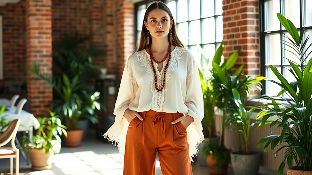 flowy fabrics earthy tones