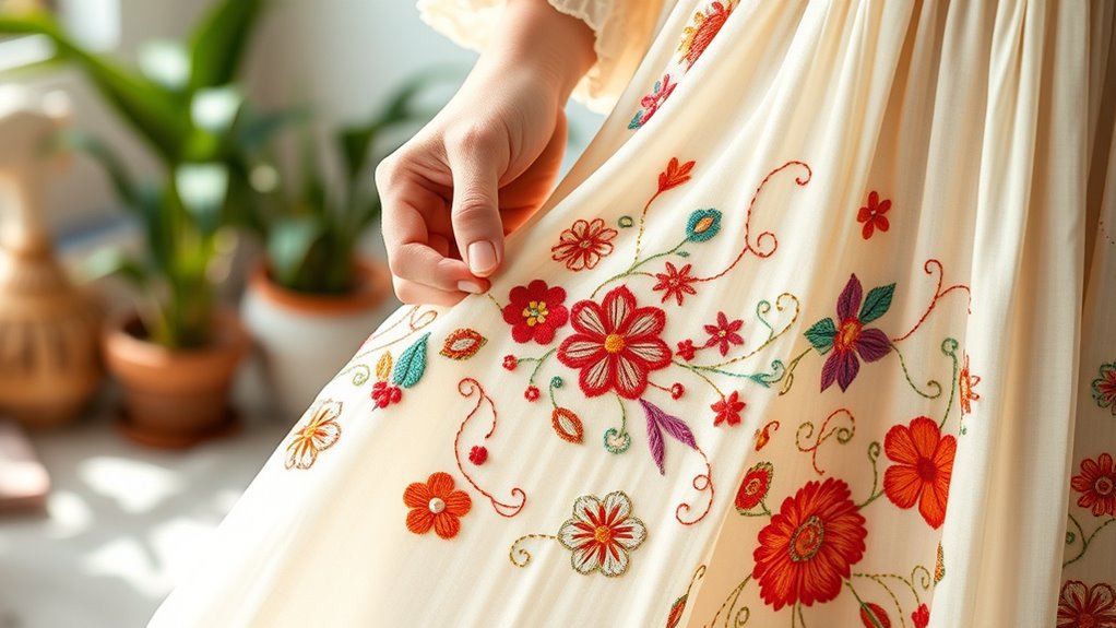 hand stitched boho embroidery details
