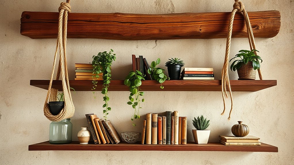 hanging rope shelf decor