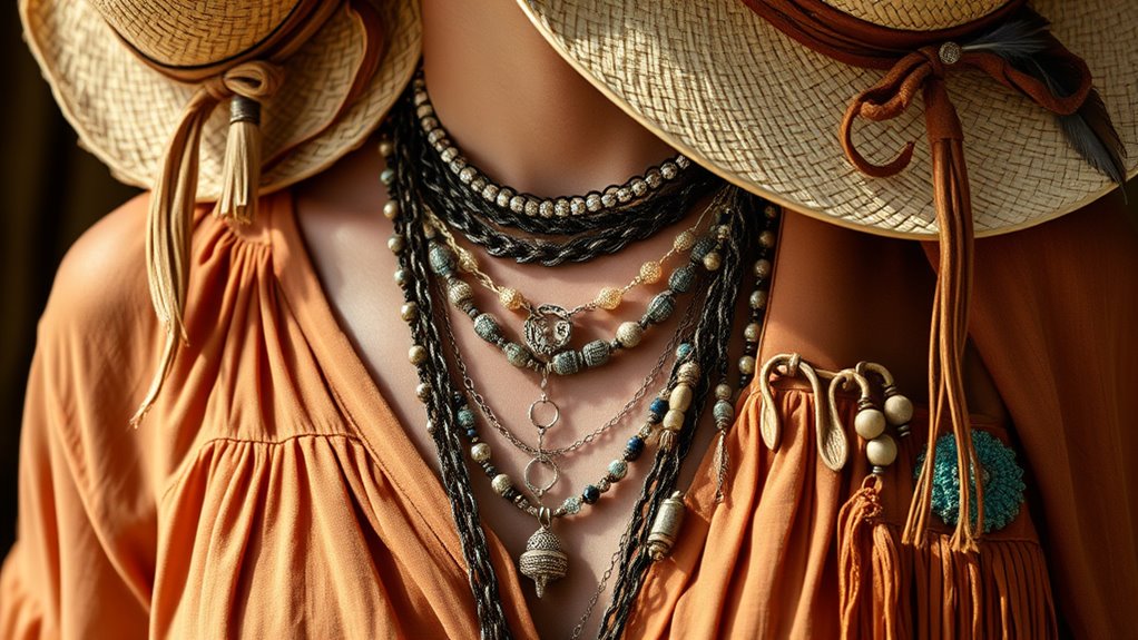 layered necklaces with charms