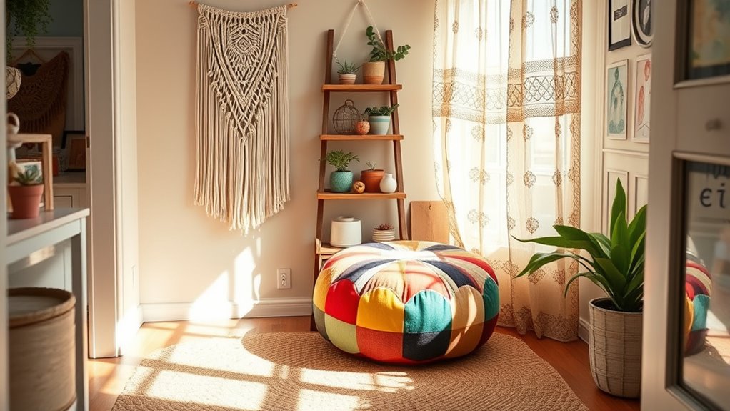 layered textiles and eclectic decor