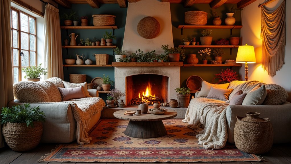 layered textiles and lighting