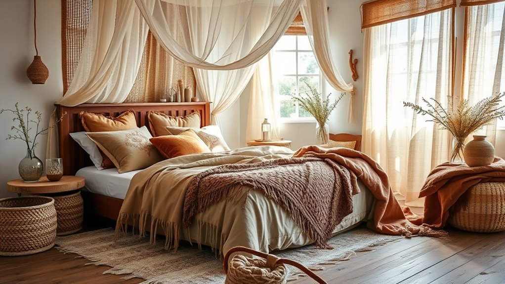 layered textiles create cozy atmosphere