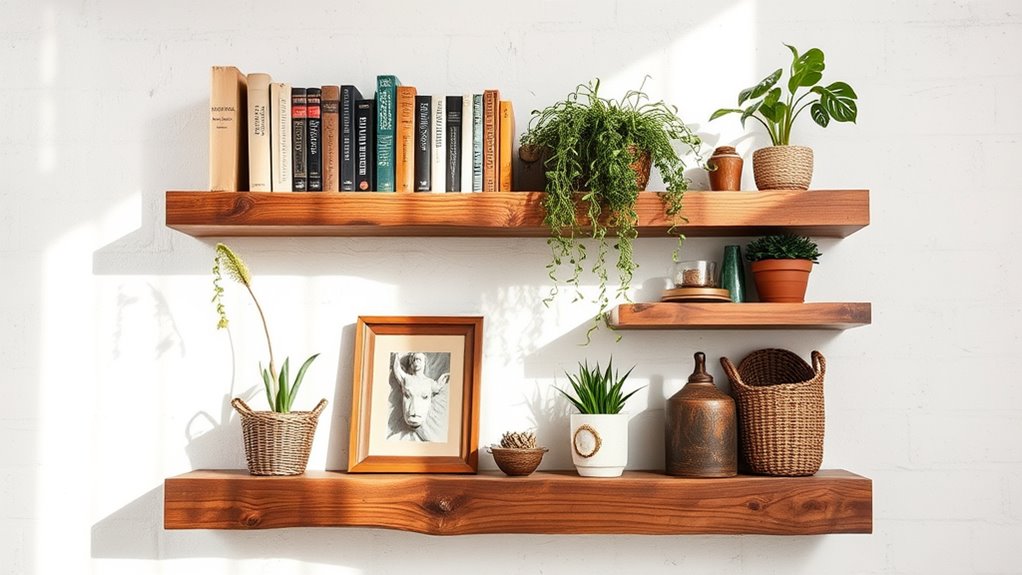 reclaimed wood wall shelves