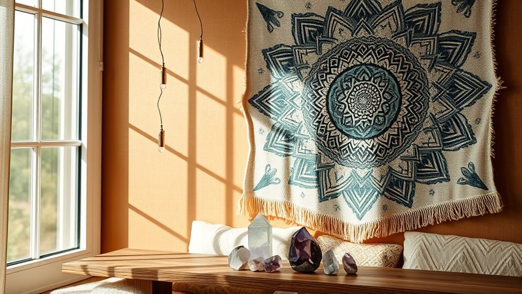 symbolic decor enhances meditation ambiance
