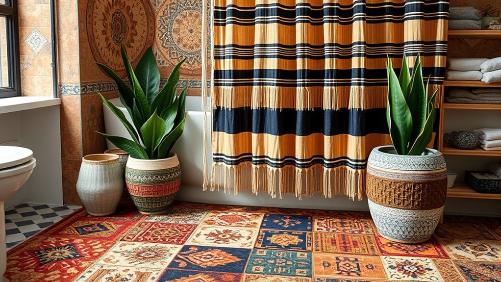 vibrant patterned bathroom decor