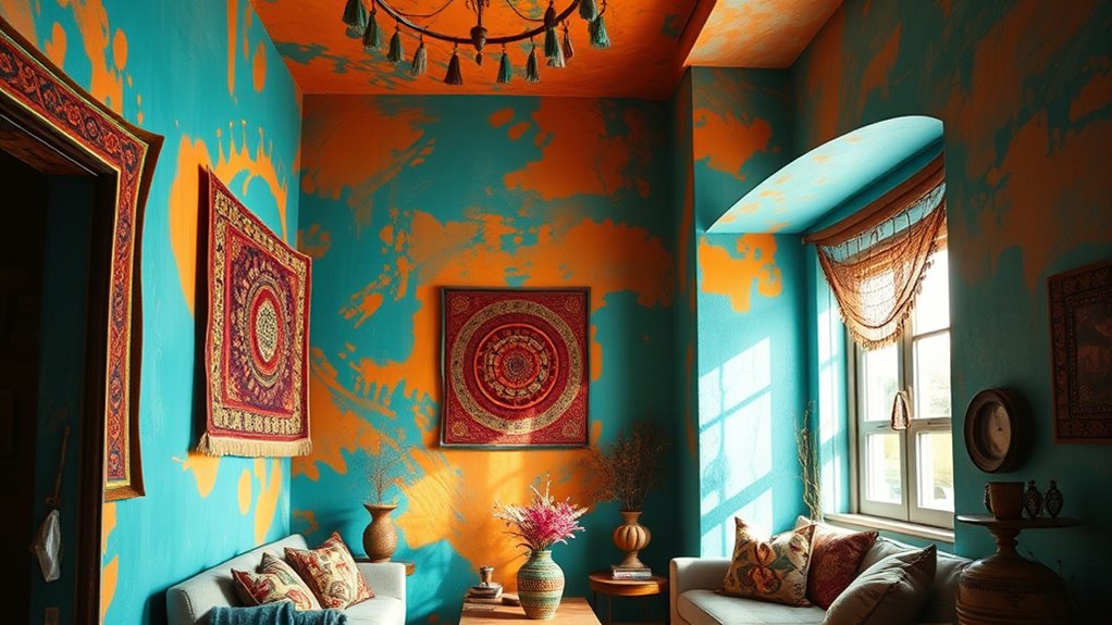 vivid boho wall painting