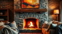 artistic fireplace texture focus