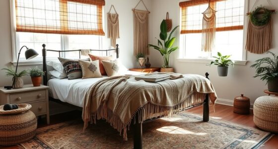 boho bedroom with textures