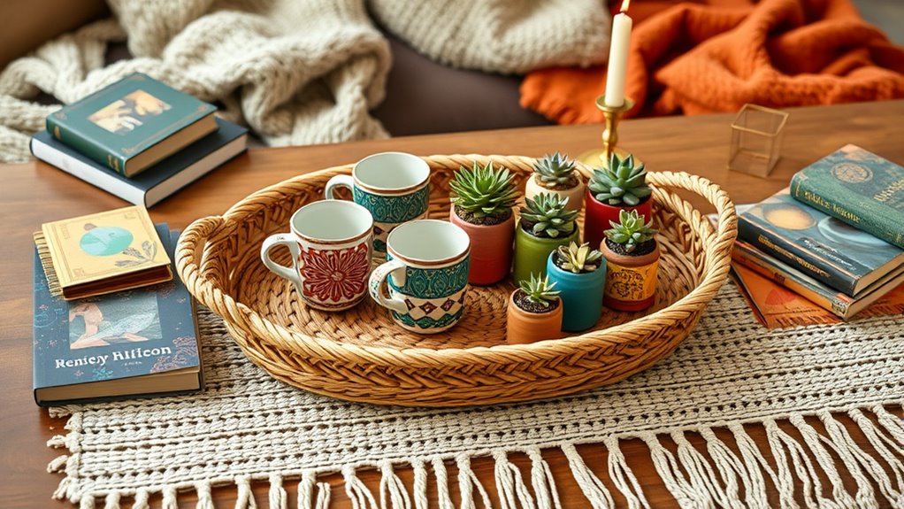 boho coffee table styling