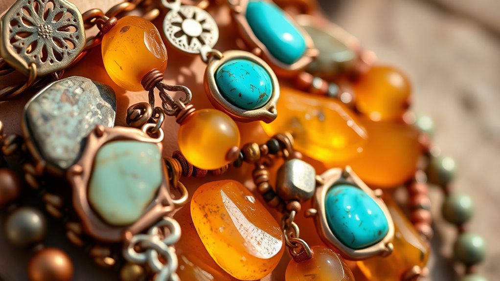 boho jewelry metal stones