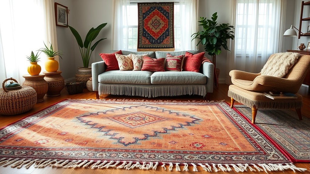 boho rug sizing care