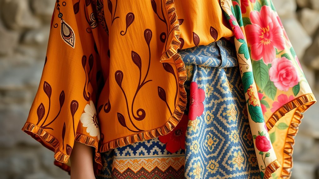 confident vintage print layering