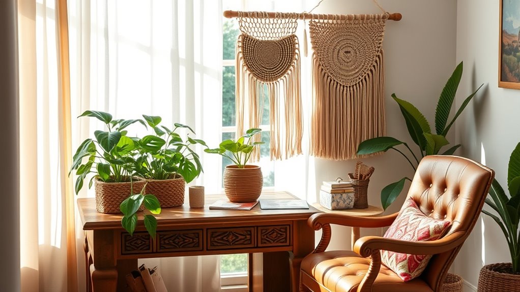 create cozy boho workspace