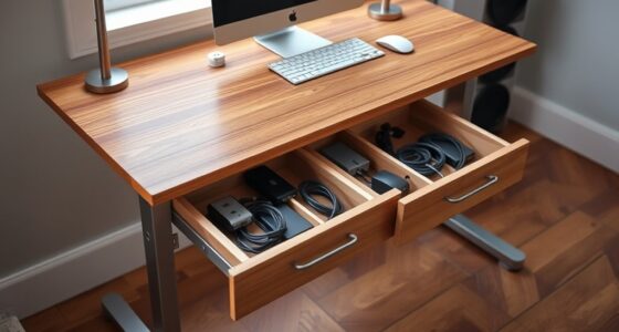 sit stand desks with cable drawers