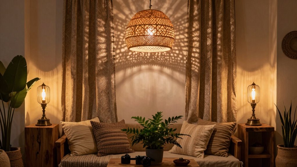 layered soft boho lighting