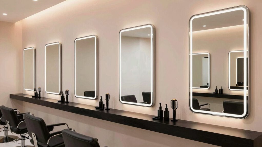 top wall mounted salon mirrors