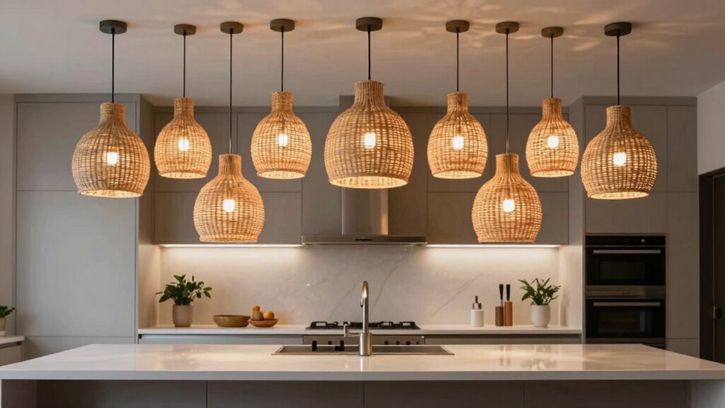 top rattan kitchen pendant lights