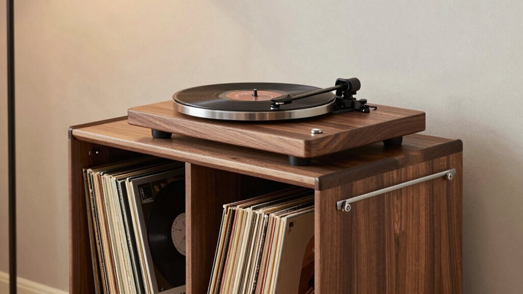 top record stands with storage
