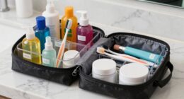 organized toiletry packing routine