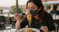 I Wore This New Grippy Face Mask Out To Eat Pasta And It Didn't Budge Once